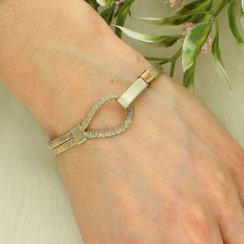 Pozłacana bransoletka damska Fope Z150 – skóra i srebro 925, regulowana Ag.jpg